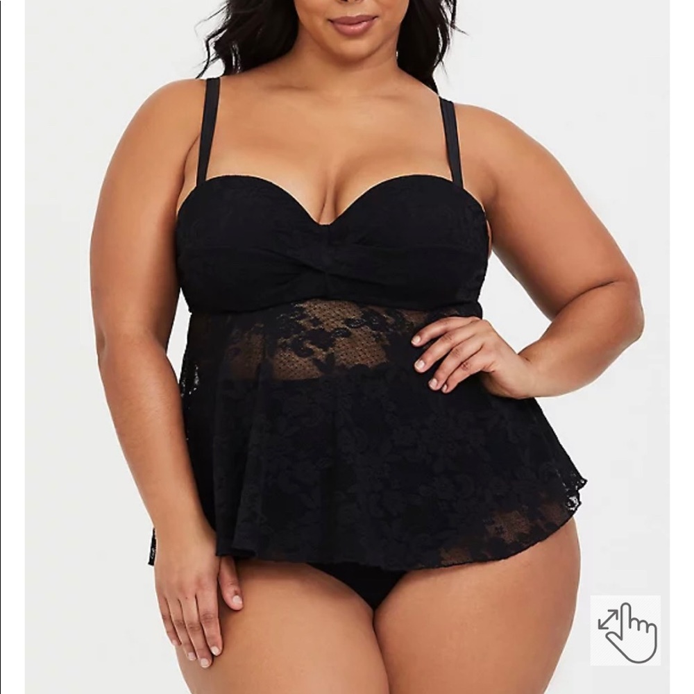 Black lace plus size tankini from Torrid
